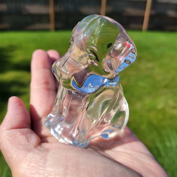 Glass Dog Figurine Duo ~ Vintage? ~ Paperweight? Cute! - Picture 7 of 16